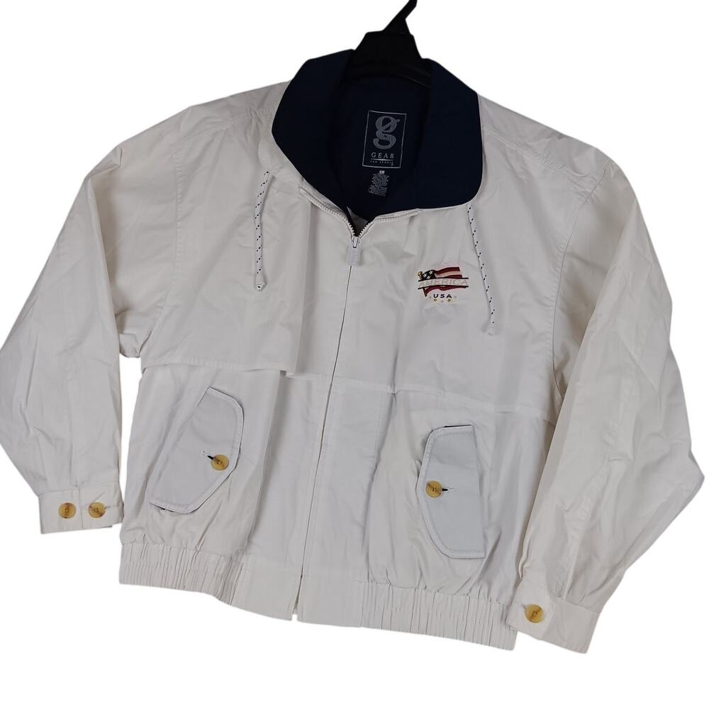 Gear‎ for Sports Vintage Jacket Mens Large White Windbreaker Boating Mariner USA